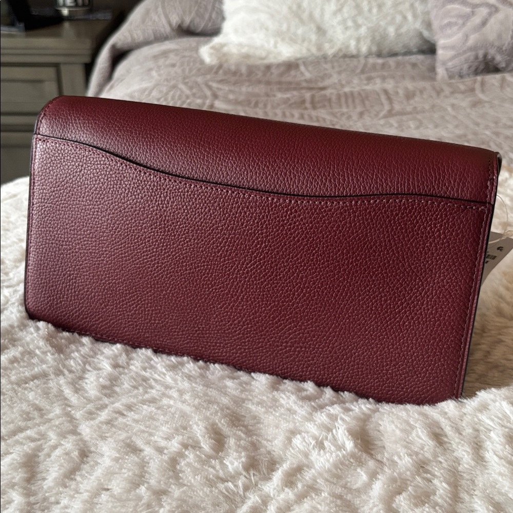 Coach Wine Red Crossbody Bag with Gold Accent - Picture 2 of 10